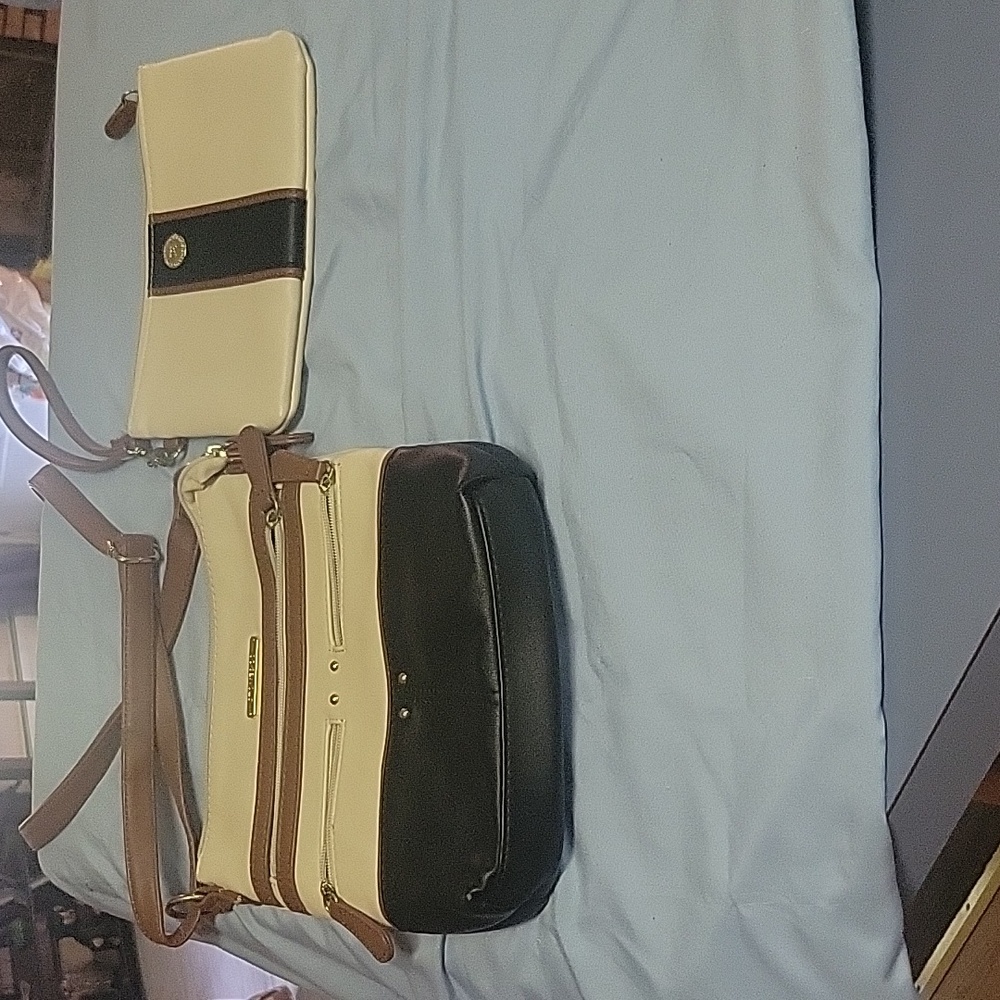Stine & Co 2 peice purse set. Brown tan and black.